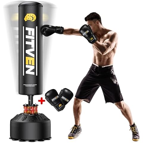 FITVEN Freestanding Punching Bag with Boxing Gloves Cover