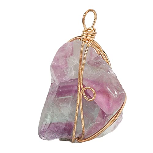 Colar de Pedra Pingente de Fluorita Fio Natural Irregular Colar Enrolado Acessório Pingente de Pedra