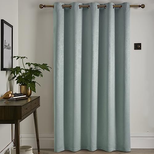 Fusion Duck Egg Blue Eyelet Curtain, W168 x L214cm, 1 Panel, Thermal Cotton Drape for Bedroom Living Room & Door - Image 3