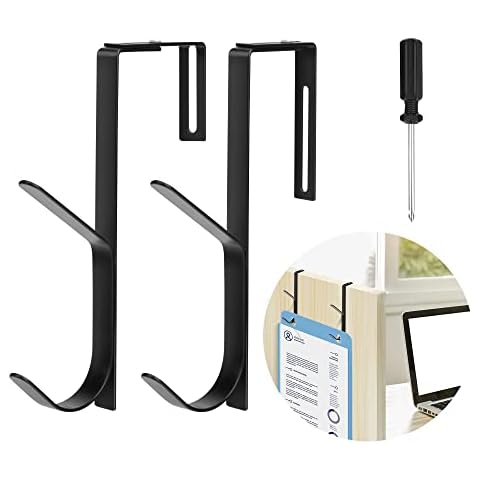 Wehhbtye Adjustable Double Coat Hooks,Thick Cubicle Wall Coat Hook,Metal Over The Panel Double Hook Adjusted to Fit 1.35 to 3.5 Inch Thickness Panels for Wall Panel (2pcs) Cover