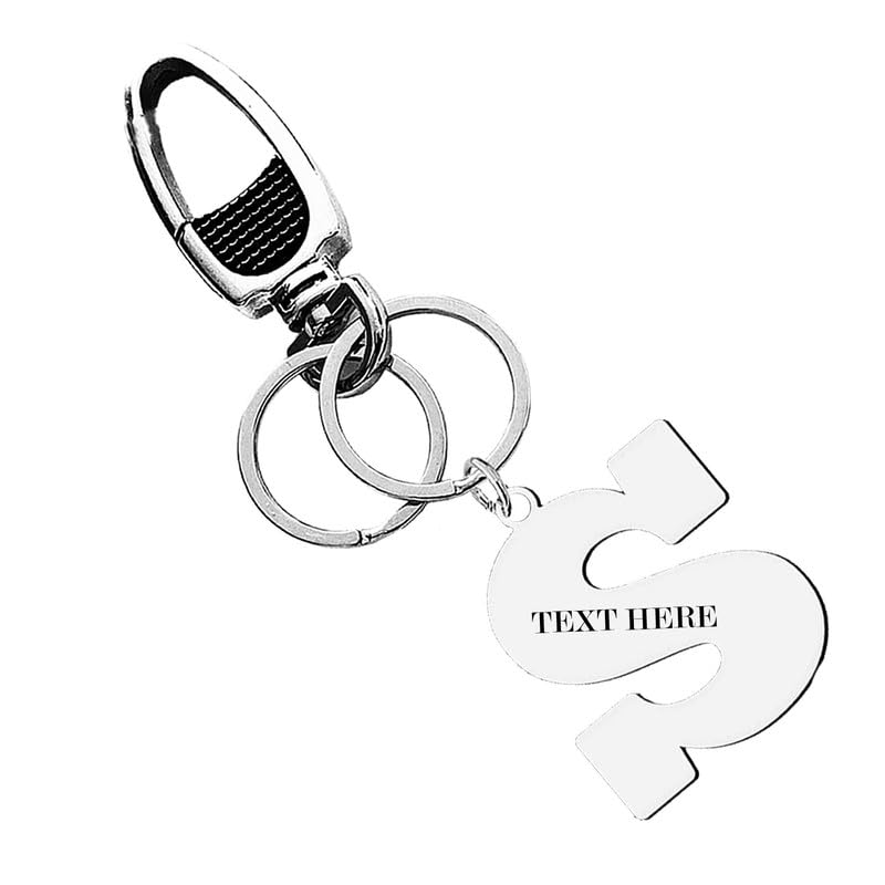 M Men Style Customised Initial Letter A-Z Keychain 26 Letter Stainless Steel Alphabet Keyring for Women Men Purse Handbag Christmas Gifts