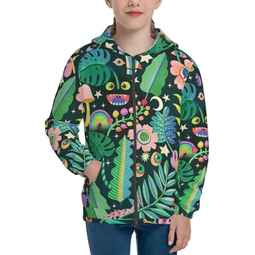 Abstract Floral Kid Hoodies Boys Zip Up Sweatshirts Girls Pullover with Pocket3