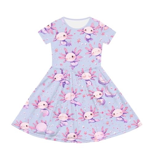Image of Short Sleeve Dress for Girls with Pockets Cute Toddler Girl Clothes Summer 2-12