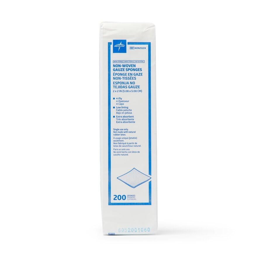 Medline NON25224B Gasa, Esponja, Avant, 2" x 2", 4 capas, Ns, Lf, Db (Paquete de 8000) miniatura 2