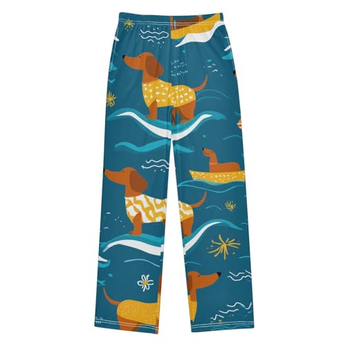 ZZXXB Dachshund and Ships Boys Long Pants Soft Trousers Elastic Waist Kids Lounge Bottoms with Pockets S-XL