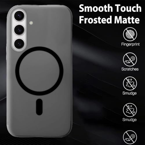 Image of SHINESTAR Back Cover for Samsung Galaxy A35 5G | Frosted Semi-Transparent Slim Case - Black | Only Compatible with Wireless Magnetic Accessories | Hard Back, Matte Finish