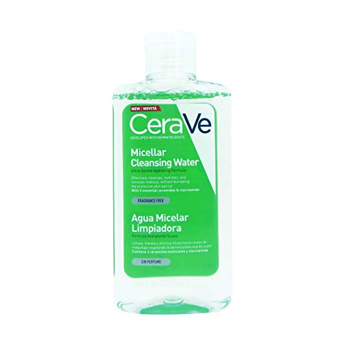 CeraVe Agua Micelar Hidratante, Apta Para Todo Tipo de Pieles, Para una Limpieza Facial Profunda y Suave, Fórmula sin Aclarado, Con Ácido Hialurónico y 3 Ceramidas Esenciales, Sin Perfume, 295ml