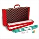 Bucher&Rossini Mahjong Spiel 166 Weiße Majong Spielsteine, 4 Spielständer mit Schiebern, Rotes Premium Schachbrett-Design Gehäuse