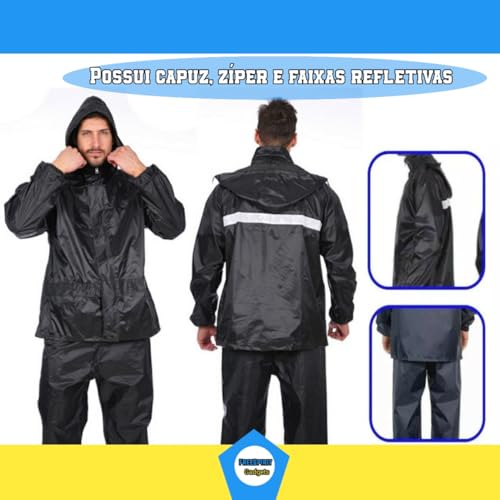 Capa Chuva Pvc Motoqueiro Motoboy C/Capuz Motociclista Bike (M)