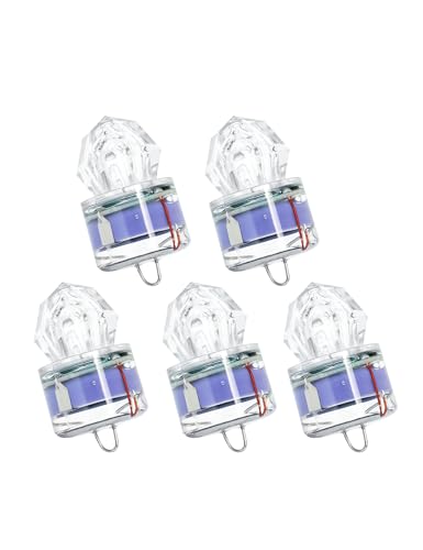BLUEWING 5 Pack Diamond Fishing Lights LED Deep Drop Underwater Flasher Water-Activated Lighted Fish Lures for Swordfish, Tilefish, Halibut, Tuna, Grouper, Purple