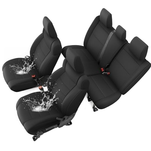 Image of GIANT PANDA Neoprene Seat Covers for Jeep Wrangler JK 4-Door (2011-2012), Neoprene UV&Waterproof, Foam Padded, Front & Rear Seat Covers(Black)