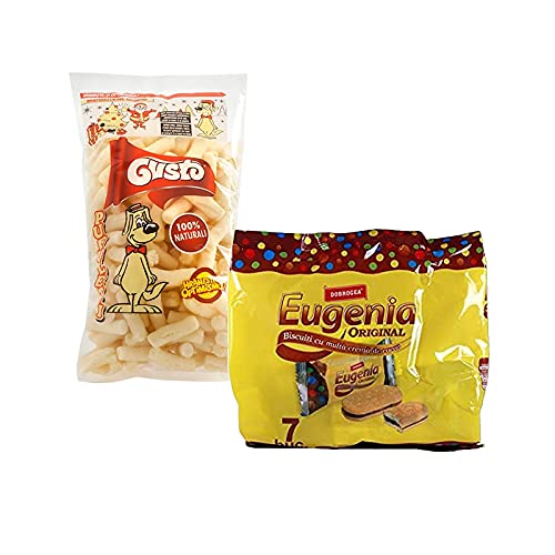 Gusto Salted Corn Puffs Pufuleti 7 units x85g Plus Bonus Eugenia Biscuit with Cocoa Bag 360g