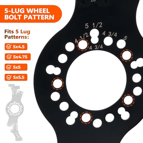 Image of Wheel Fitment Tool and Simulator, Offset Measuring Mockup Tool, Fits 14-22 Inch Rim Diameters and 7-17 Inch Widths, 5-Lug Bolt Pattern