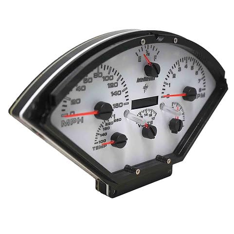 1955-1956 Chevy Bel Air Analog Gauge Cluster Replacement, White Faceplate, GPS Speed, Water & Oil Press Sending Units Included (Purple)