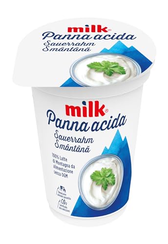 Milk Panna da Cucina, Panna Acida da Panna Fresca Pastorizzata con 100% Latte di Montagna da Alimentazione senza OGM - Solo 15% di Grassi - Ideale per tutte le Ricette di Cucina (180g)
