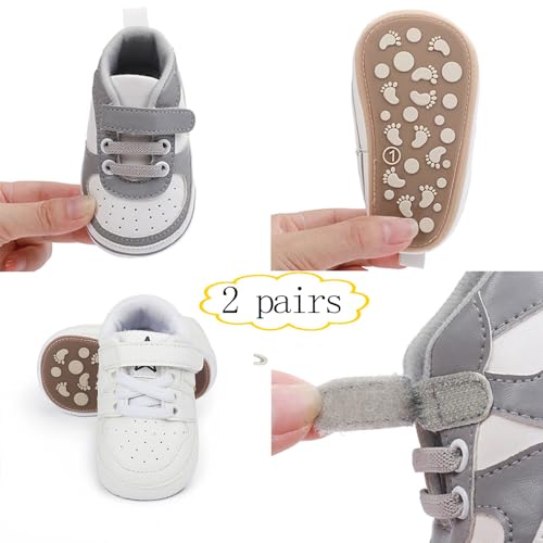 Image of Clowora Unsex Baby Shoes Boys Girls Infant Sneakers Non-Slip Soft Rubber Sole Toddler Crib First Walker Lightweight Shoes