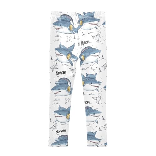 Shark Girls' Leggings Toddler Doodles Kids Yoga Pants Dance Active Tights 4T2