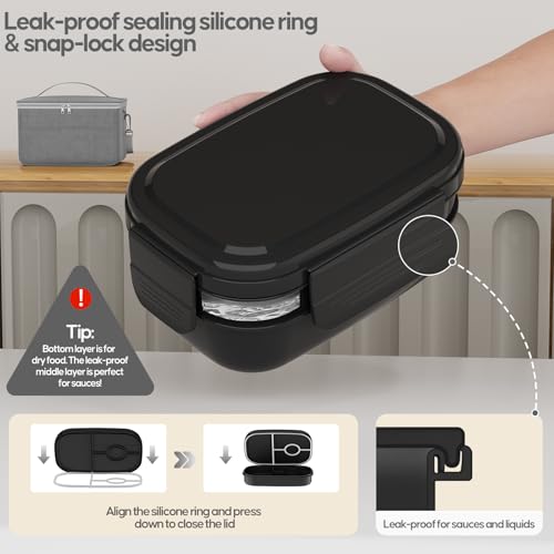 Bento Lunch Box Set with Lunch Bag, BPA-Free Bento Box with Built-in Utensils - image 4