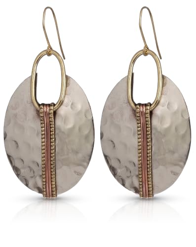 SPUNKYsoul Boho Mixed Metal Dangle Earrings, Artisan-Inspired Style Jewelry