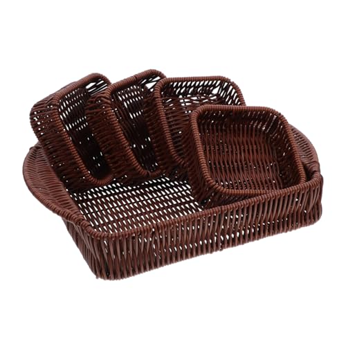 POPETPOP Cestini Per Cracker Da Servire in Finto Rattan Scatola Per Noci e Snack Contenitore in Boho Per Frutta e Pane Vassoio Per