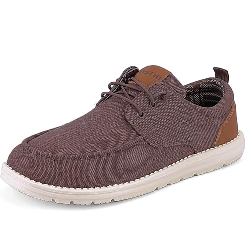 Image of ASITVO Men's Wide Canvas Loafers Slip on Boat Walking Shoes Casual Dress