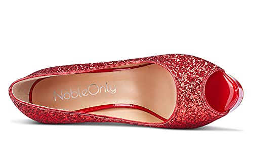 NobleOnly Donna Platform Peep Toe Fodera in Pelle