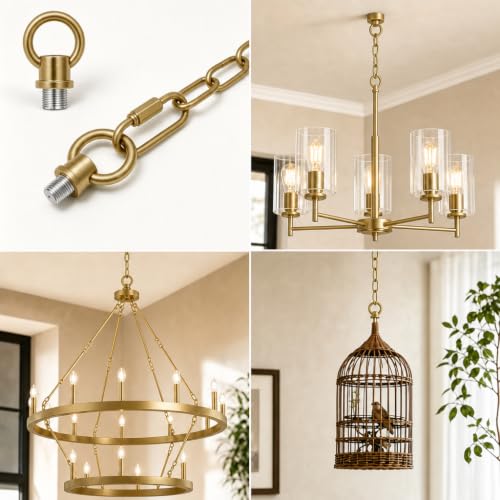 MAYOMAJO Lighting Collar Loops with Quick Link Connectors for Light Fixture Chandelier Pedant Hanging Chain Extension, Pack of 4 (Brass) by MAYOMAJO - Used condition - Image 5