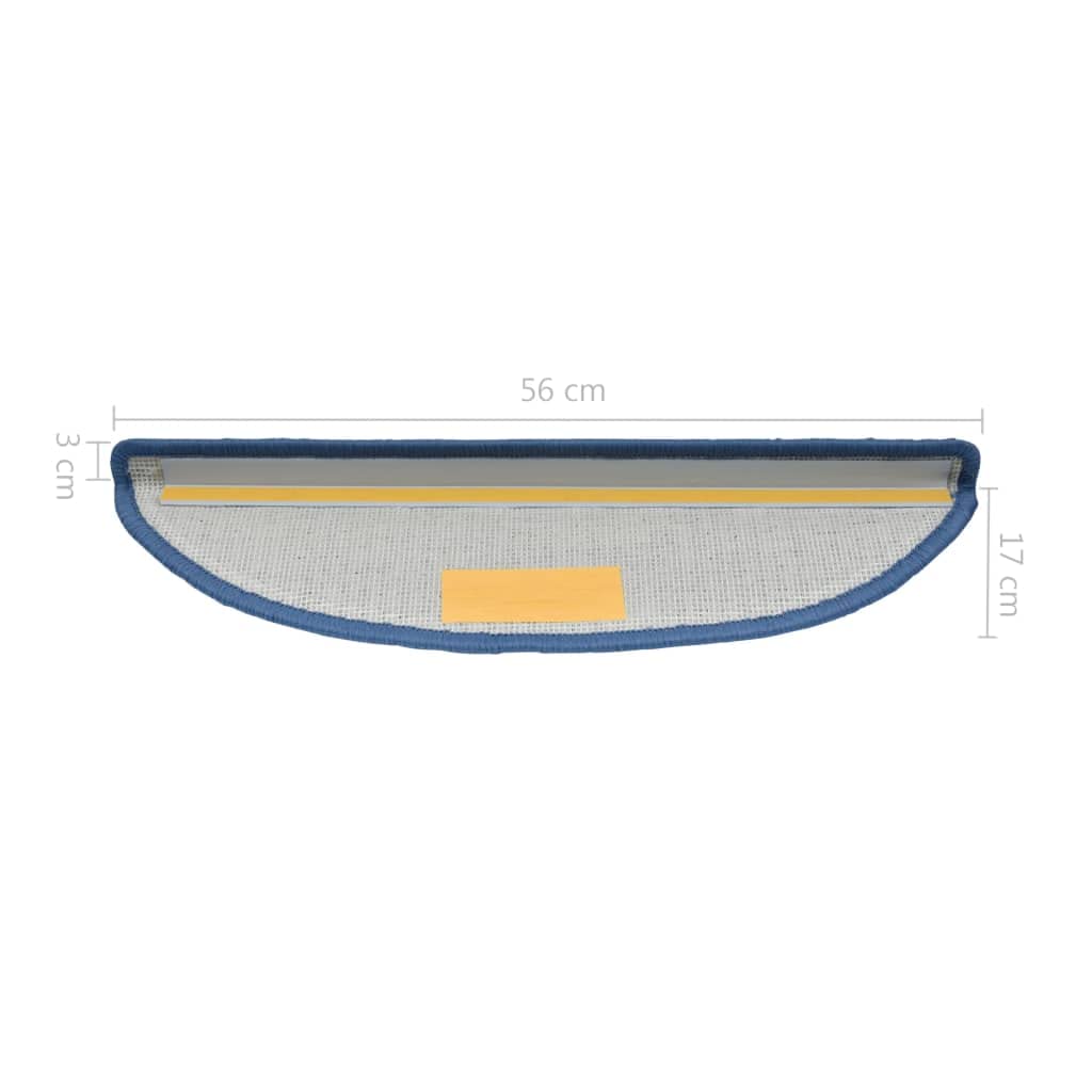 vidaXL Tapis d'escalier 10 pièces 56 x 17 x 3 cm Bleu Demi-Rond