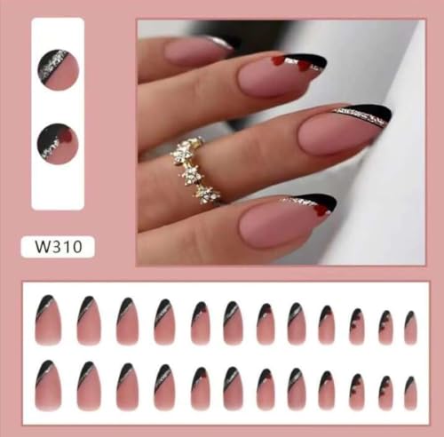 Image of ZOONA 24PCS Everlasting French Nails Artificial Nails Art Set| Lightweight & Long Lasting| Easy To Use| Quick Fix For Festivals & Special Occasions (w310)