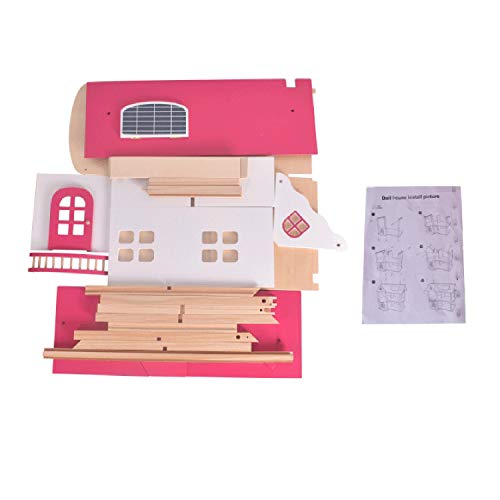 AIBAB Kind Zweiter Stock Holz Puppenhaus Spielzeug Zimmer Chi Spaß Haus Puzzle Puppe Haus Mädchen 37,5 * 55 * 52,5 cm – Bild 6