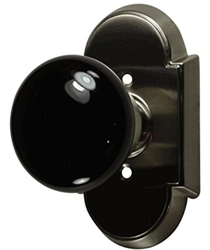 Copper Mountain Hardware Black Porcelain Door Knob With Arched Rosette In Brushed Nickel #TOP2