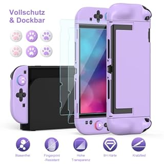 innoAura Switch 2 Tasche 14-in-1 Bundle für NS Switch 2 (2025), Switch 2 Case mit Tragetasche, Schutzhülle, Stick-Caps, Schutzfolie, süßem Anhänger und Sticker, Lila