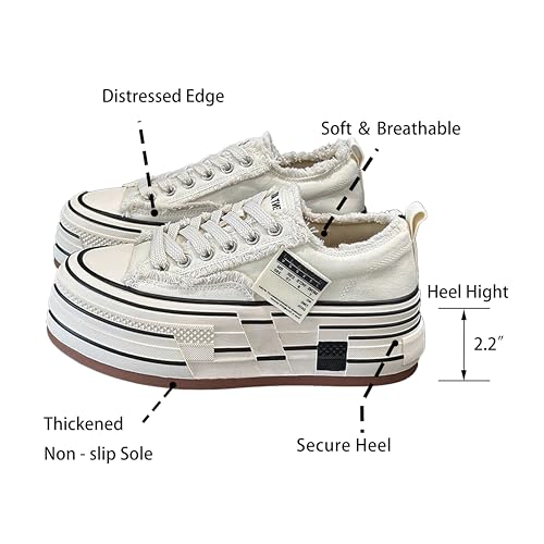 Women’s Y2K Trendy Canvas Sneakers, Delicate Fabric Upper, Distressed Edge, Secure Heel, Wear - Resistant4