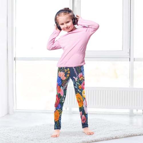 Toddler Girls Leggings Printed Yoga Pants Leggings Vibrant Gouache Flower for Kids4