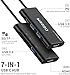 USB C Hub, QGeeM USB 4k to HDMI Adapter, 7 in 1 USB-C Dongle with 100W PD,USB 3.0, Card Reader, Compatible for MacBook iPhone 15/16 Ipad Pro max,Chromebook Laptop USB Type C Dock-Black