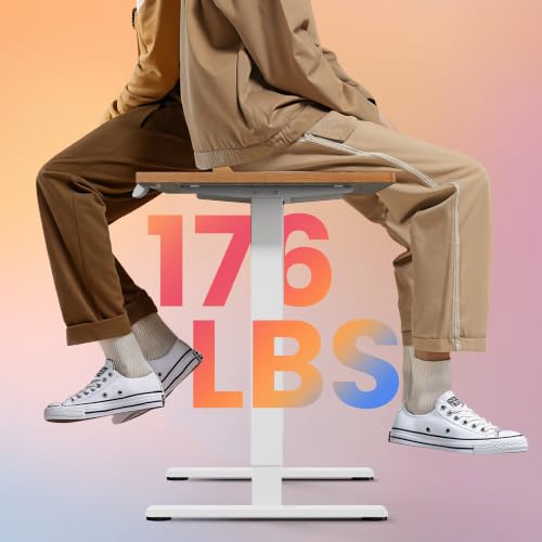 Image of HUANUO 55x28 Inch Electric Standing Desk, Adjustable, Light Vintage Brown
