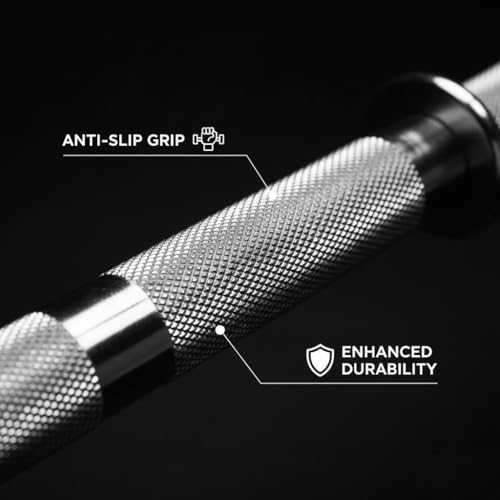 Image of Gyming World ( 5 feet ) Solid 28 mm Thickness Barbell | Standard Straight Weight Bar | with 2 spring Locks