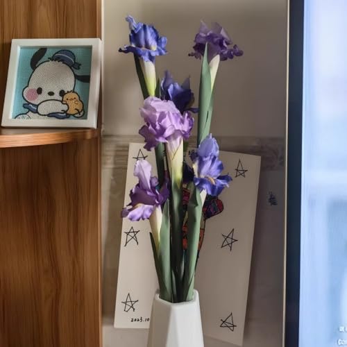 Iris artificiels en soie violets 70 cm pour décoration de table
