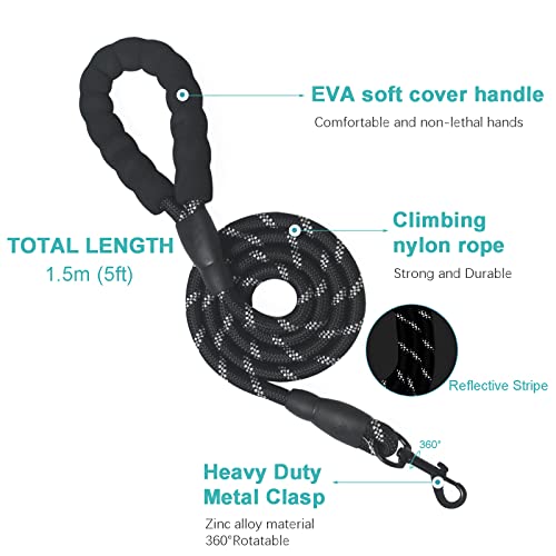 No Pull Dog Harness for Small Medium Large Dogs Adjustable Reflective Pet Vest with Front clip Handle Padded dog harness and lead set best for outdoor Training and walking Black M - Image 3