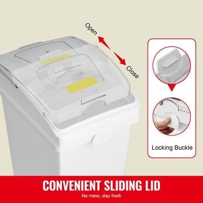 Happybuy 3-Pack 6.6Gallon/25L Rice Storage Containers with Wheels, Airtight Lid, 3 Scoops for Dog Food, Grains & Flour in Kitchen