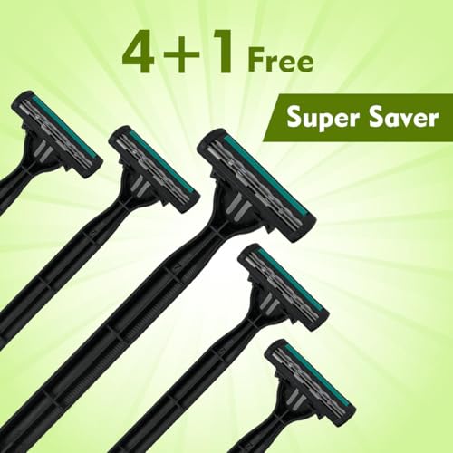 Image of WETELL Triple Blade Disposable Razors for Men | 3-Blade Shaving Razor with Aloe & Vitamin E Strip | Super Stainless Blades | Pack of 5 (4+1 Free) (WT202538)