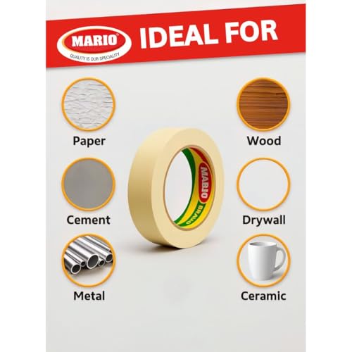 Image of Mario Masking Tape - 20 Meter Length, 48mm Width - DIY Art & Craft, Easy Tear Tape, Best for Carpenter, Labelling, Painting and leaves no residue after a peel. 2 Rolls Per Pack