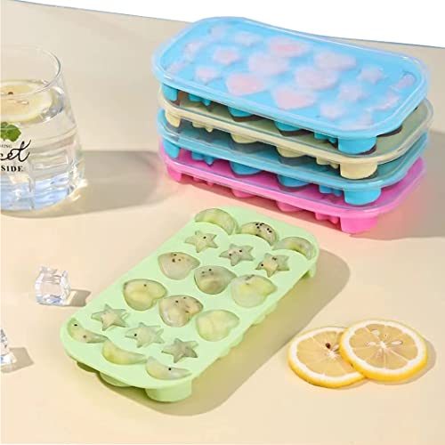 Ice Cube Trays,Heart-Shaped Ice Cube Tray With Star & Moon Shaped Ice Trays,Reusable Whiskey Ice Mold Diy Bpa Free Freezer For Chilled Cocktails Whiskey Bourbon & Homemade Juice（Yellow） #TOP16