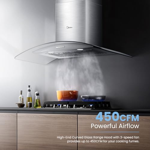 image for Midea MVG30W8AST 30 Inches Ducted Wall Mount Vent Range Hood with 450 