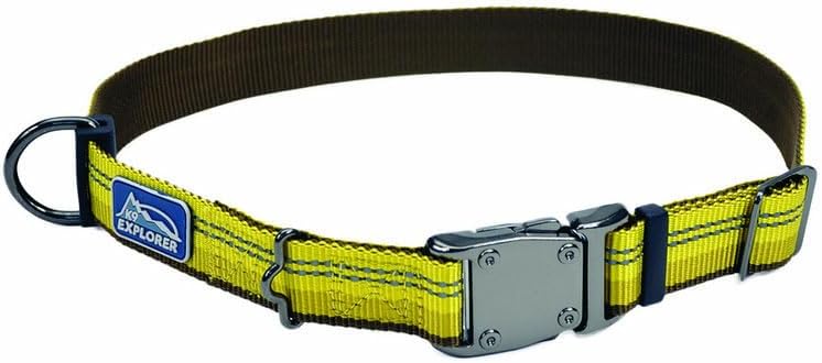 Coastal Pet K9 Explorer Reflective Adjustable Dog Collar - Comfortable Collar for the Outdoors - Durable, Lightweight Accessory with Side-Release Buckle - Goldenrod, 5/8" x 10-14"