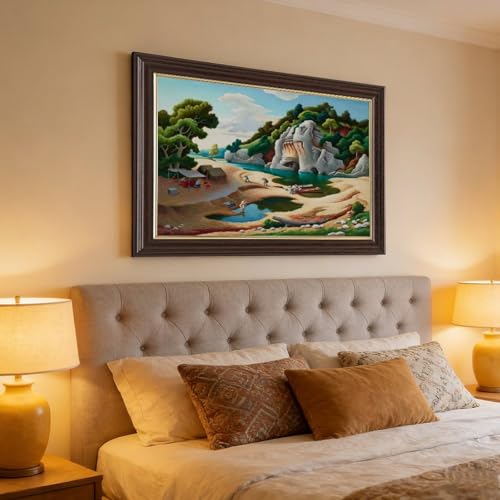 Impression sur toile Fishermens Camp de Benton - Toile haut de gamme avec cadre de suspension