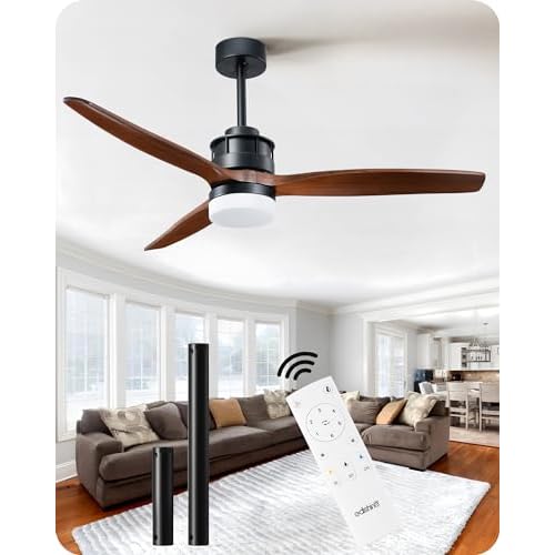 EDISHINE 42" Unique Black Ceiling Fans with Lights, 3 Looped Blades, Remote Control, Quiet DC Motor, 3CCT Dimmable, 6 Speeds, Reversible, Indoor Modern Ceiling Fan for Bedroom, Kids Room, Li