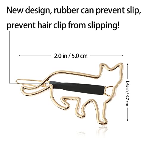 Giyomi 2 Pcs Minimalist Hair Clip For Women And Girls, Newly Designed Non-Slip Rubber Clip Gold & Silver Hollow Geometric Metal Hair Clip Bobby Pin Ponytail Holder Hair Accessories (Cat 2) #TOP2