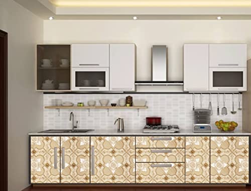 Image of CABANA HOMES Wall Stickers Botanical DIY Wallpaper for Home Decor (45 x 125 cm, 2 Rolls) (12 sq. ft) Decorative Self Adhesive Decal Furniture Wardrobe Ceiling Table Top Kitchen, Beige