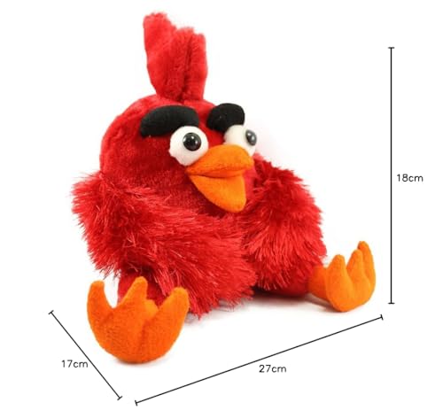 Image of Tickles Sitting Angry Bird Stuffed Soft Plush Toy for Kids Birthday Gifts (Size: 22 cm Color: Red)